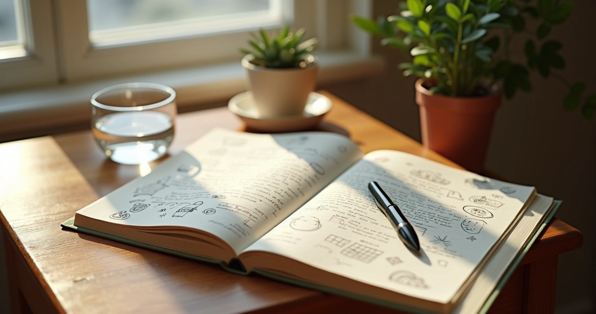 Página de diário de sonhos com anotações manuscritas e desenhos 