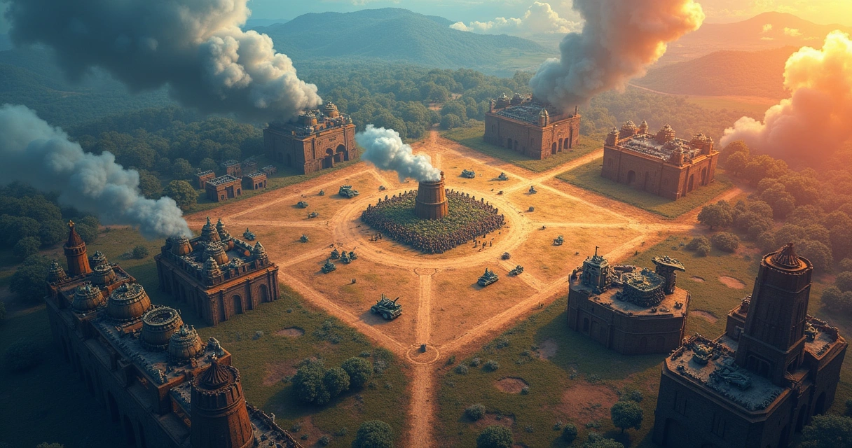 Tabuleiro de jogo de estratégia em tempo real, com unidades em batalha e um jogador concentrado em computador.