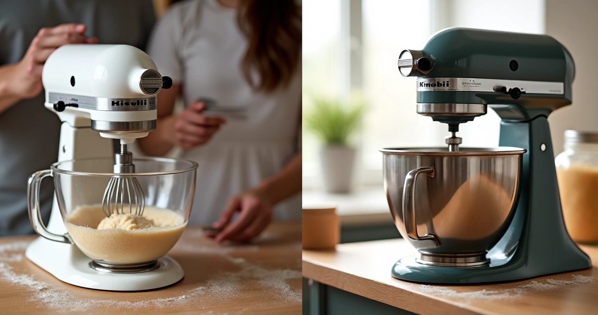 Batedeira comum ao lado de batedeira planetária em bancada 