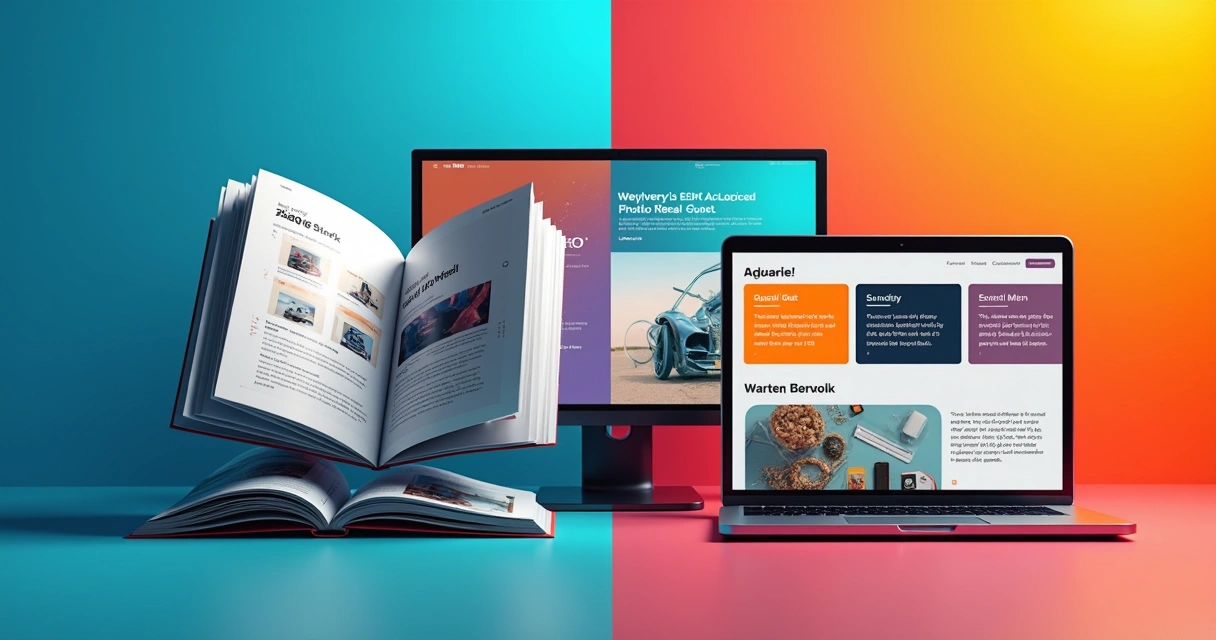 Comparação visual entre catálogo estático e portfólio dinâmico 