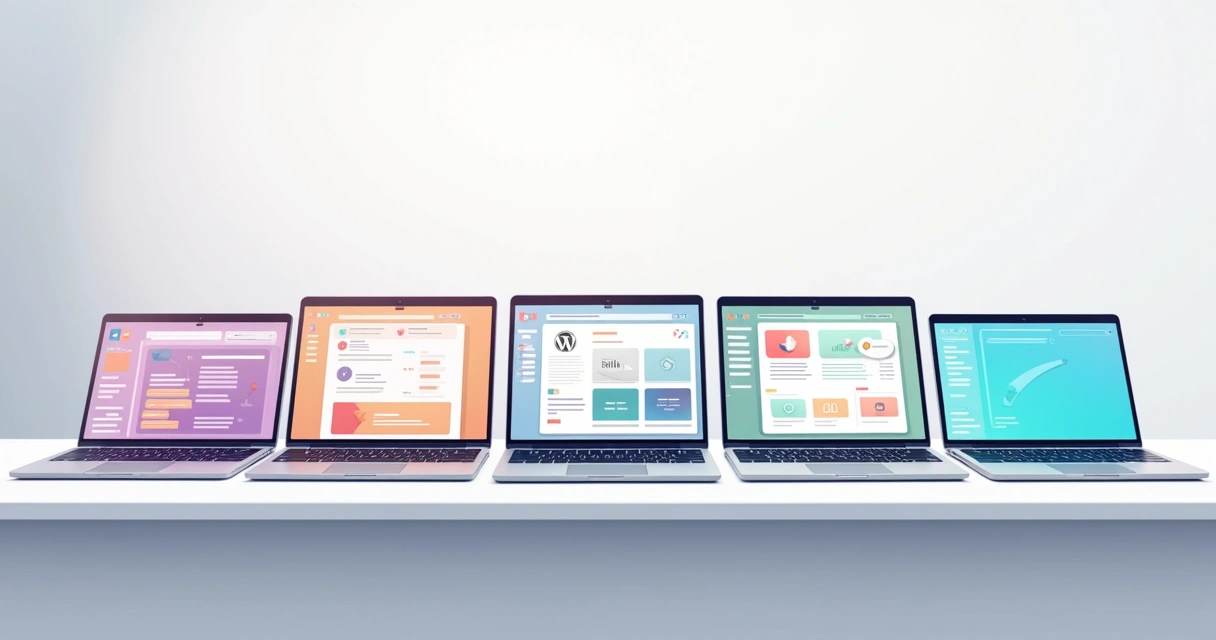 Ilustração comparando as diferentes plataformas de blog lado a lado 