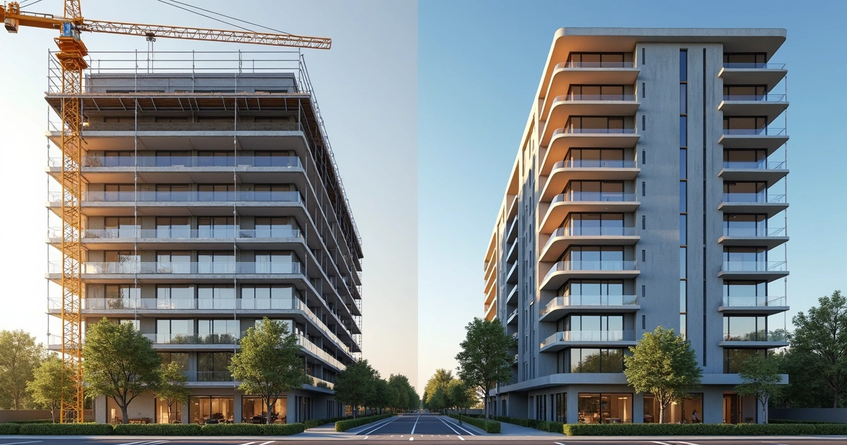 Comparação entre preços de imóveis na planta e prontos em uma tabela de valores. 