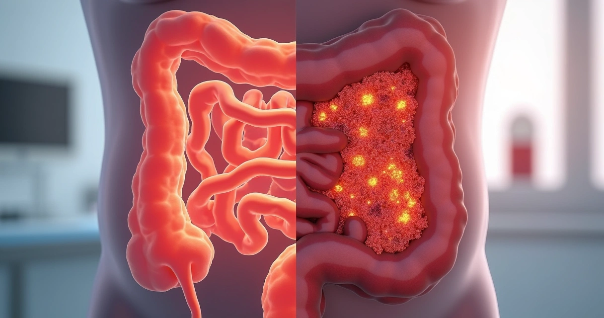 Esquema visual de diferenças intestinais entre SII e doenças inflamatórias 