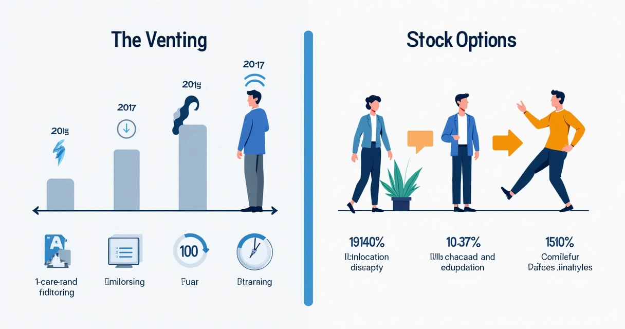 Quadro comparativo entre vesting e stock options, lado a lado 