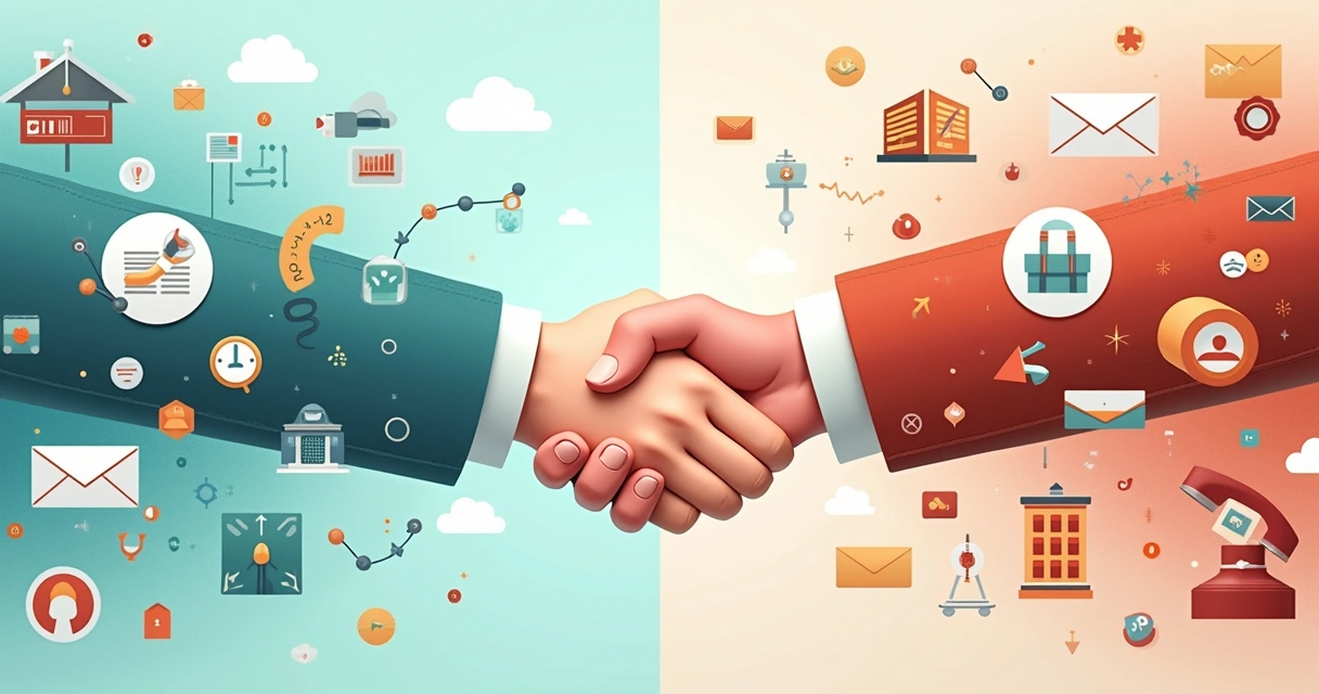 Comparação visual entre estratégias inbound e outbound marketing na área de vendas B2B 