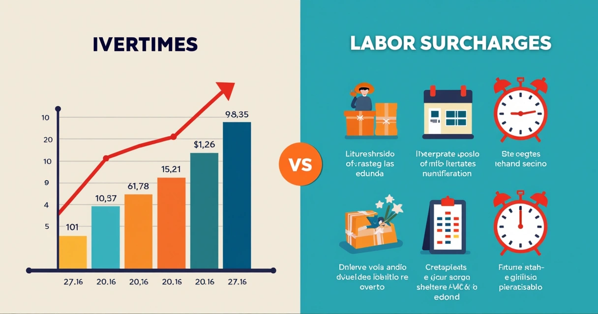 Ilustración de gráfico comparando horas extras y recargos laborales 