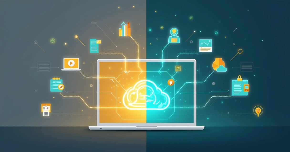 Comparativo visual entre um microSaaS com IA destacando-se entre apps tradicionais em fundo sutil