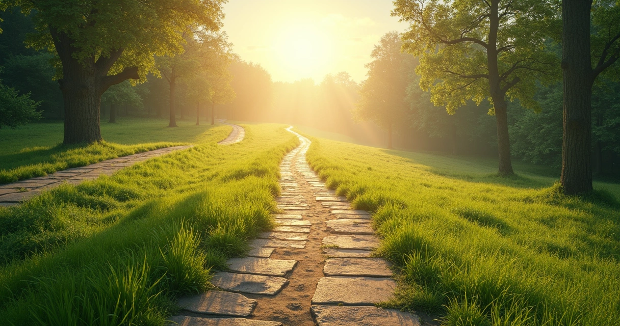 Caminhos se cruzando em uma paisagem natural, representando diferentes trajetórias 