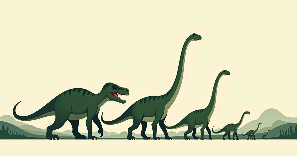 Comparação de dinossauros herbívoros de diferentes tamanhos 
