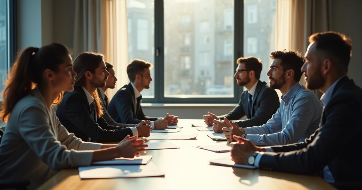 Two professionals in a tense conversation at a meeting table