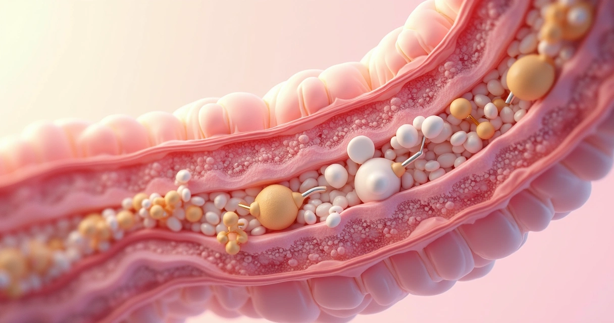 Representação do intestino delgado e moléculas de lactose 