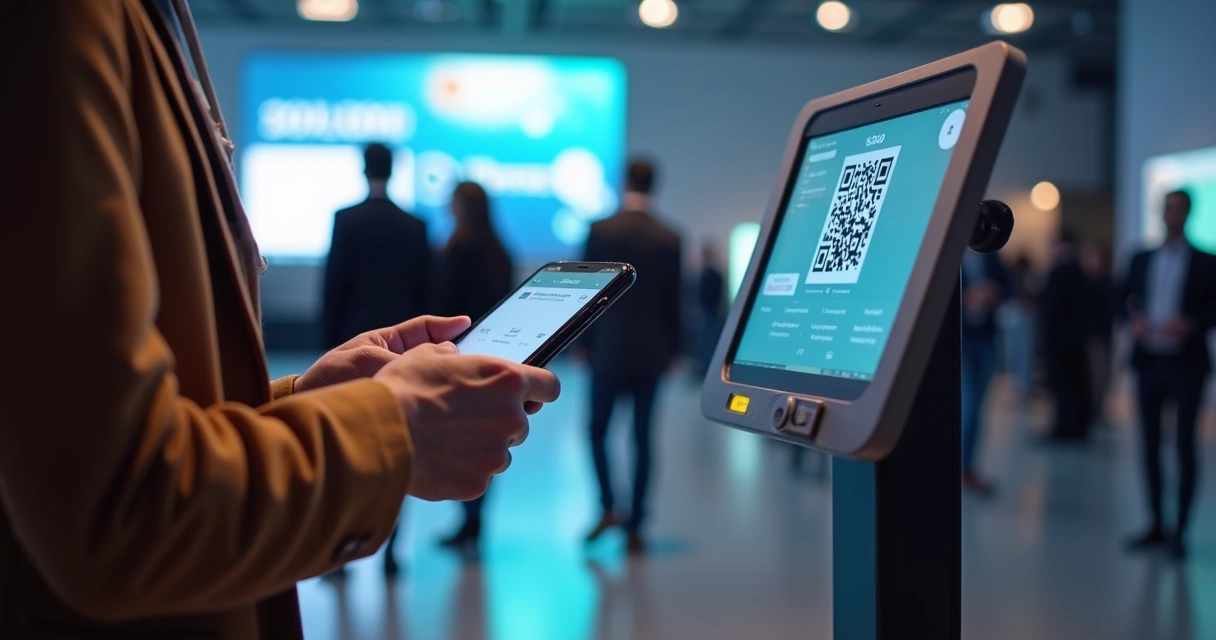 Credenciamento digital com QR code em evento 