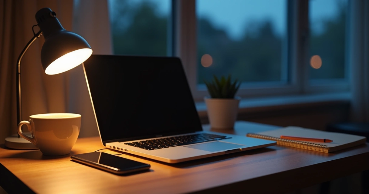 Phone and laptop set aside during evening quiet time 