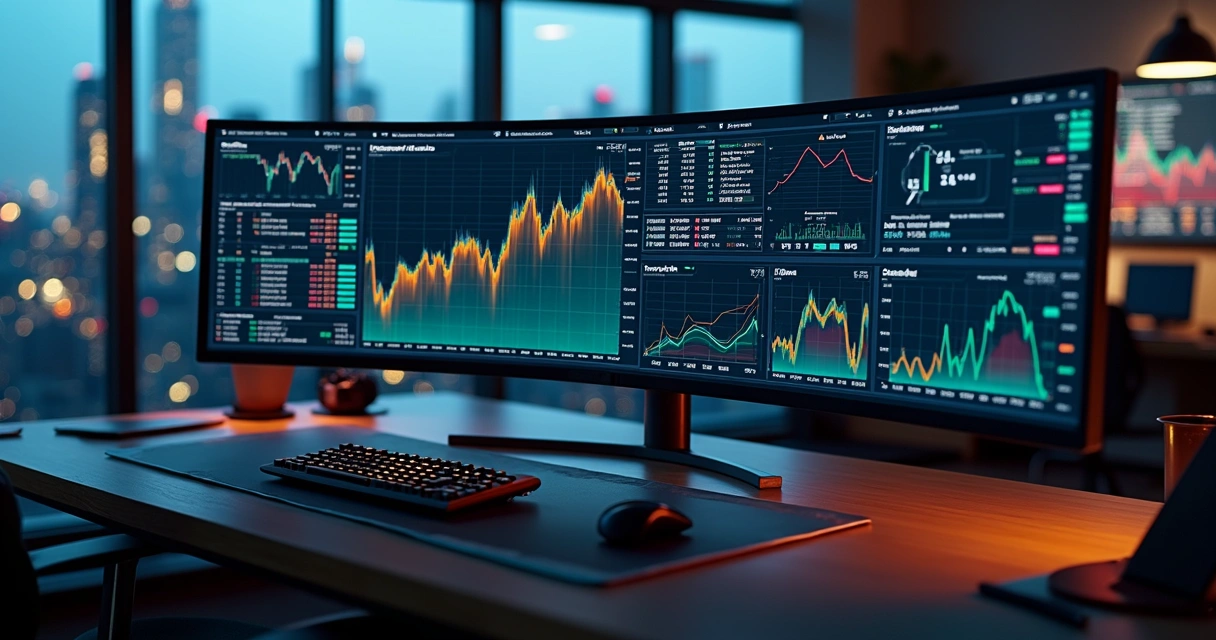 Digital dashboard showing global commodities prices and risk analytics 