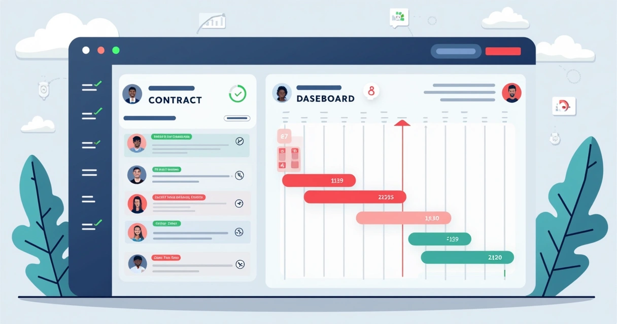 Dashboard view showing slowdowns in a digital contract workflow