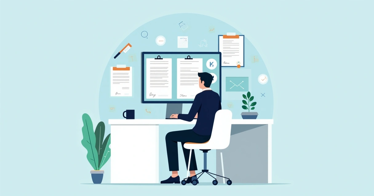 Person creating a digital contract template on a computer