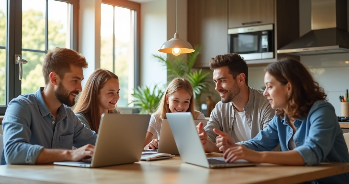 Family discussing digital values together 