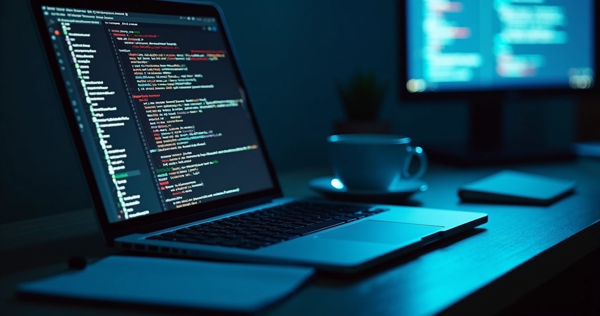 Laptop showing forensic investigation data in dark workspace 