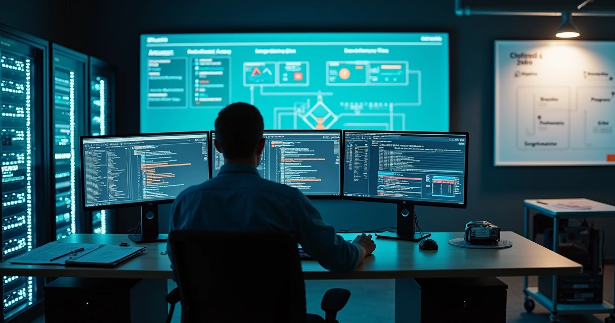 Digital forensics expert preparing servers for future cyber investigation 