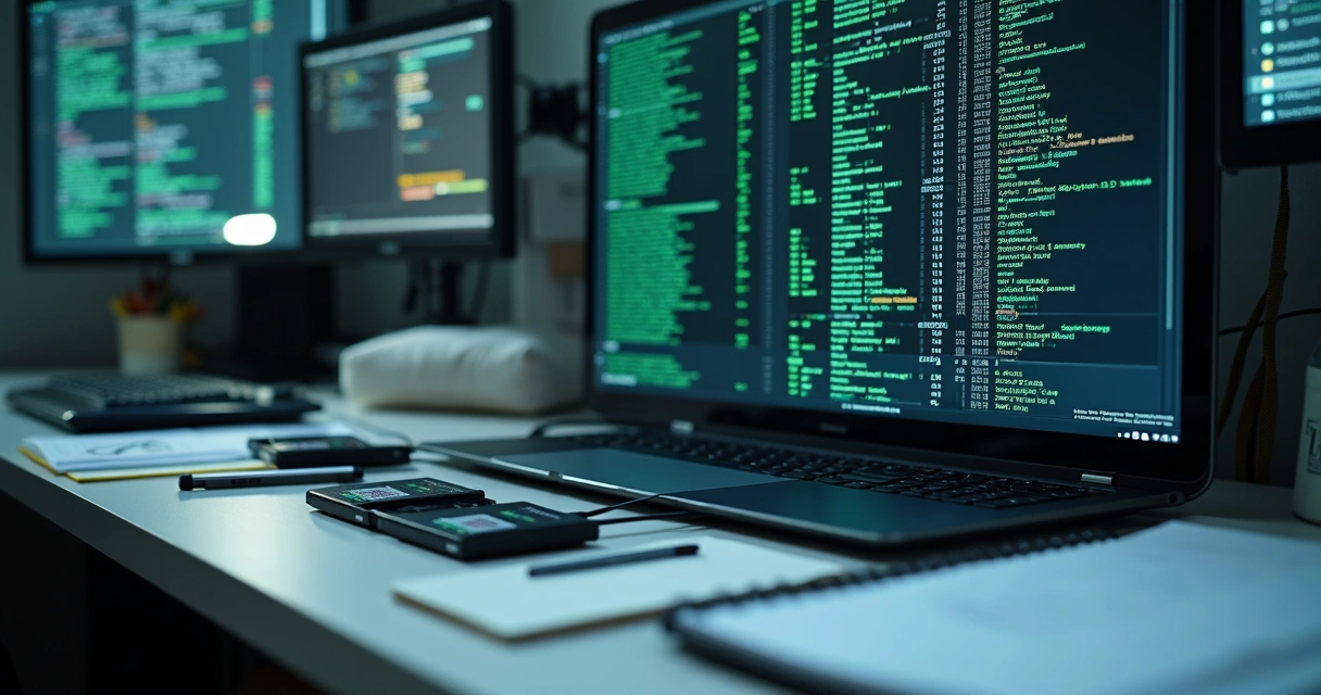 Forensics workstation examining data from a seized laptop 