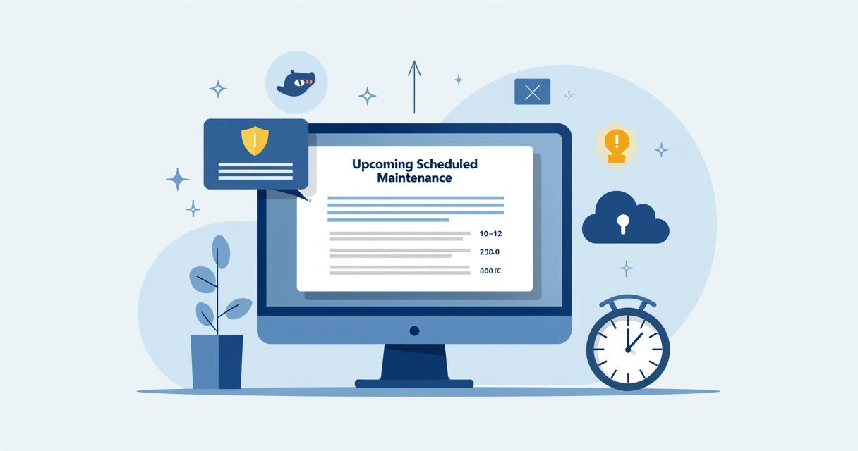 Digital maintenance notification screen with upcoming maintenance dates. 