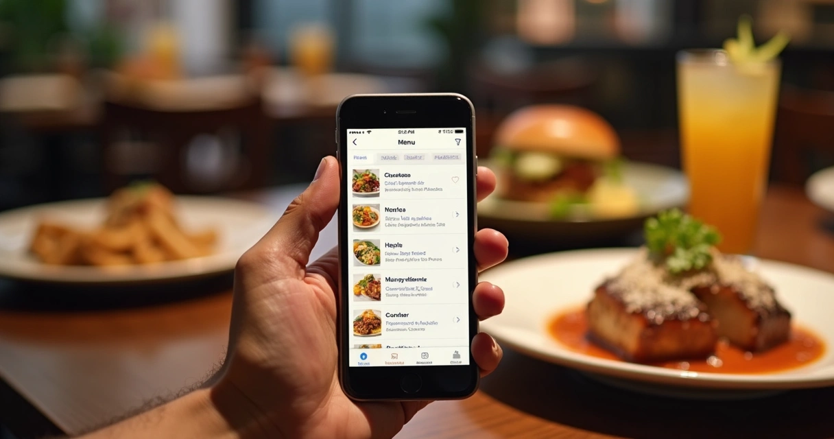 Digital menu on a smartphone screen 
