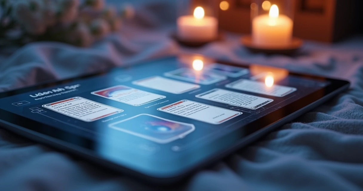 Screen displaying digital oracle app with readings 
