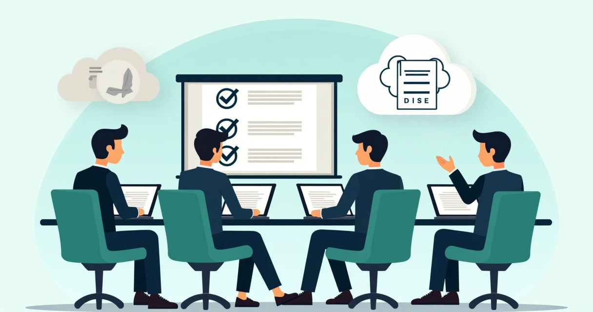 Team reviewing online disaster recovery checklists 