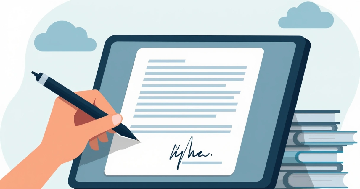 Person using a digital signature tablet with appeal letter on screen