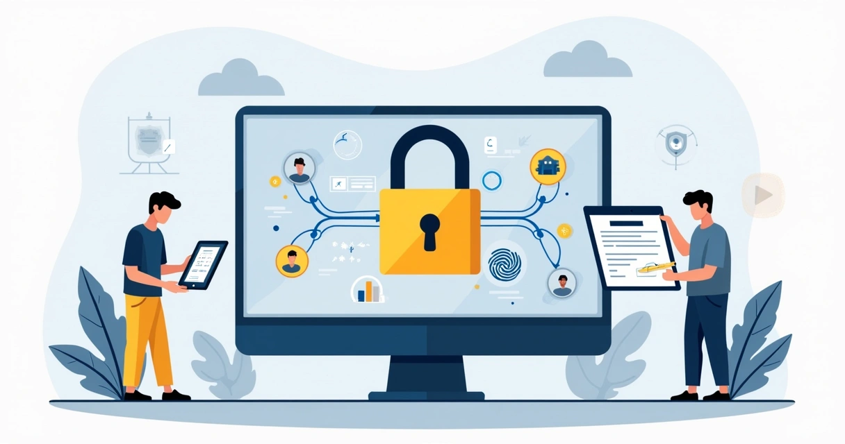 E-signature icons with secure digital lock