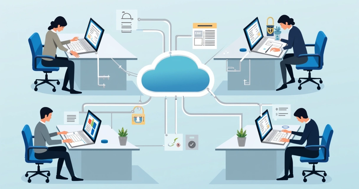 Modern office with digital contract workflow