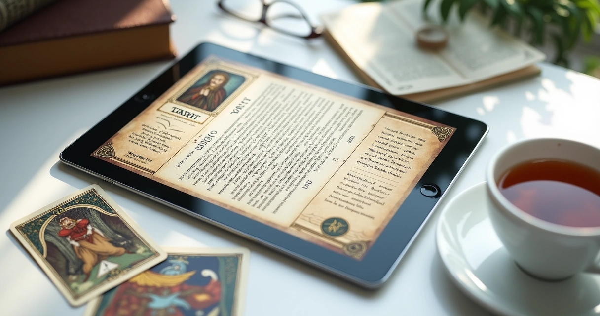 Tablet screen displaying digital tarot journal 