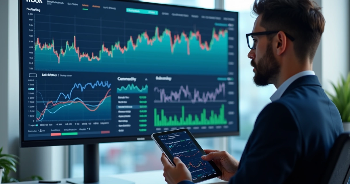 Digital risk dashboard displaying FX, rates, commodities, mark-to-market and analytics