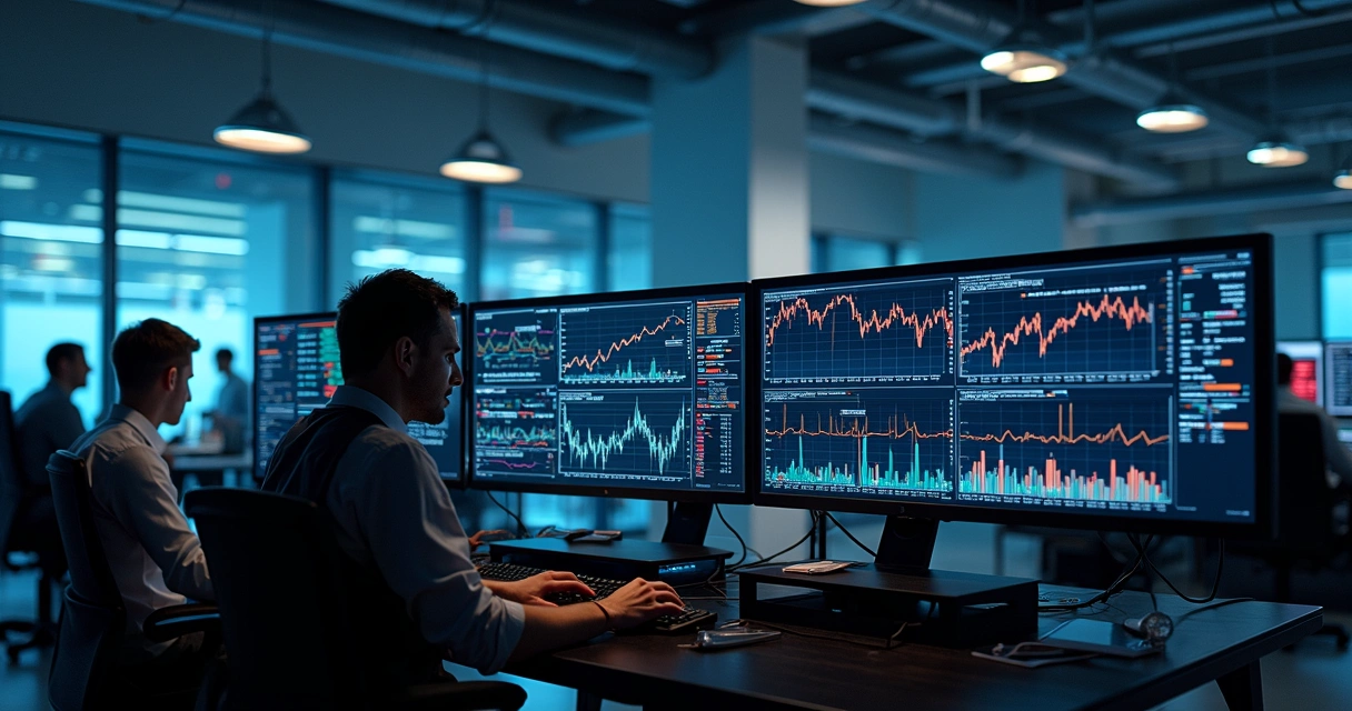 Digital treasury dashboard with commodity price analytics, risk metrics, and volatility surfaces. 