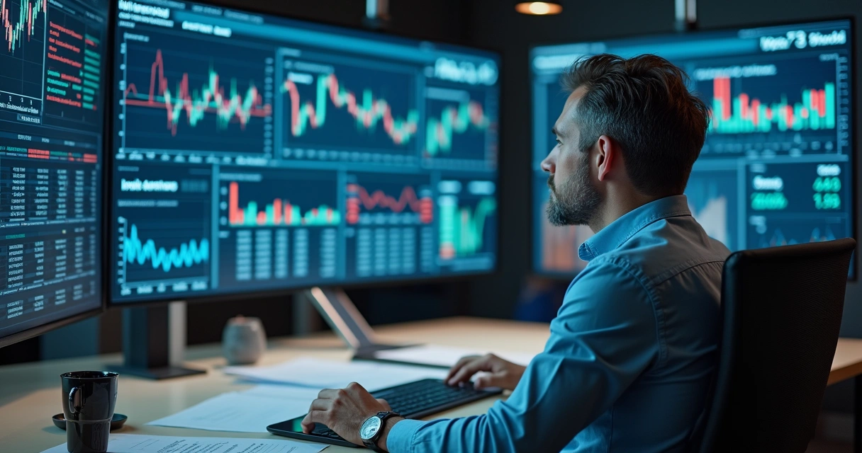 CFO monitoring digital treasury dashboard with real-time data 