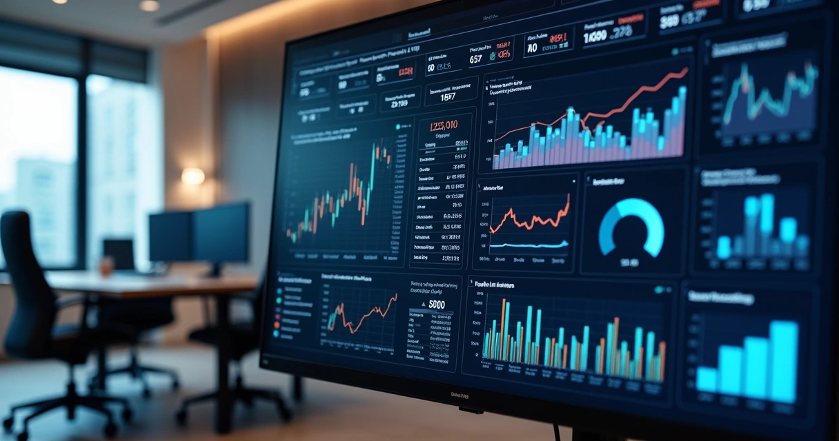 Digital treasury dashboard showing real-time risk metrics, analytics, and graphs 