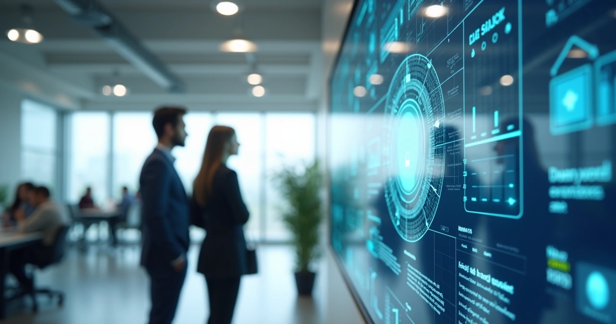 Office screen showing digital trust and data transparency