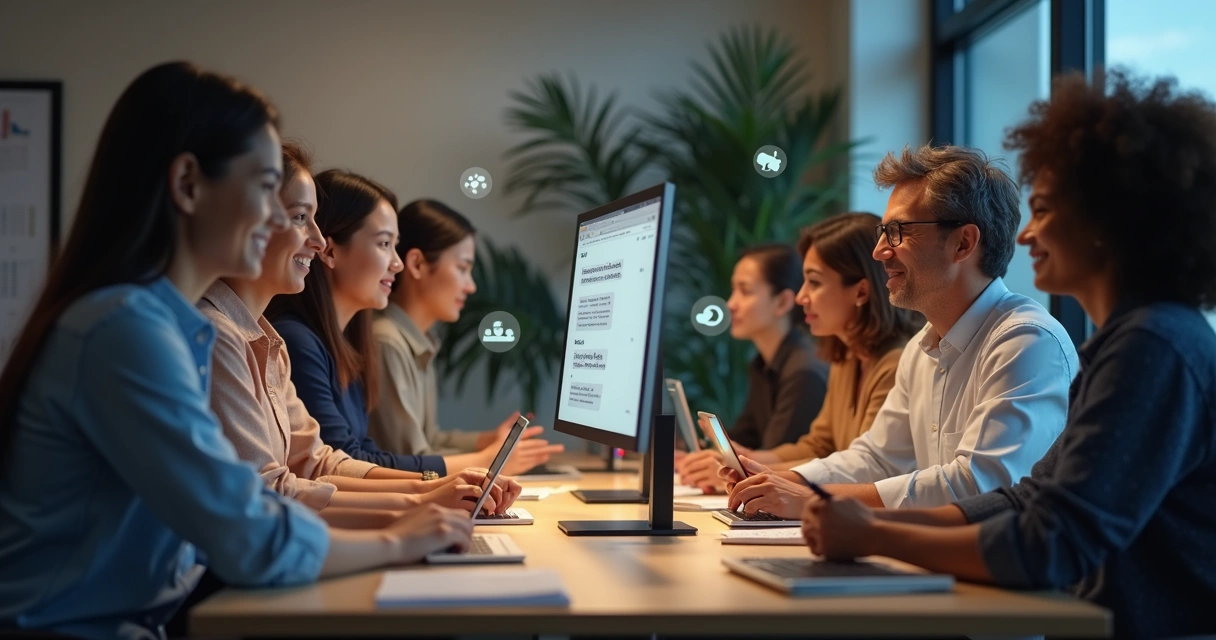 Digital group chat participants discussing values 