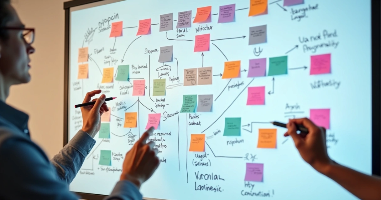 Quadro digital online com brainstorming visual colorido