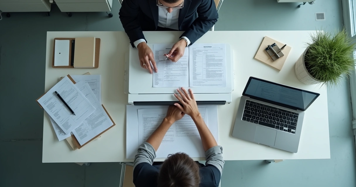 Digitalização de documentos em escritório corporativo