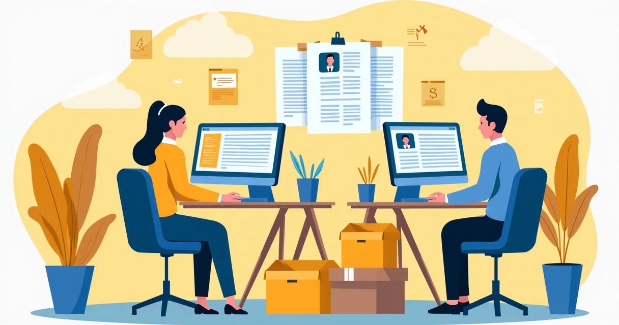 Equipe digitalizando documentos de campanha eleitoral 