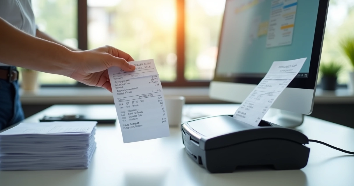 Pilha de papéis sendo digitalizada com scanner 