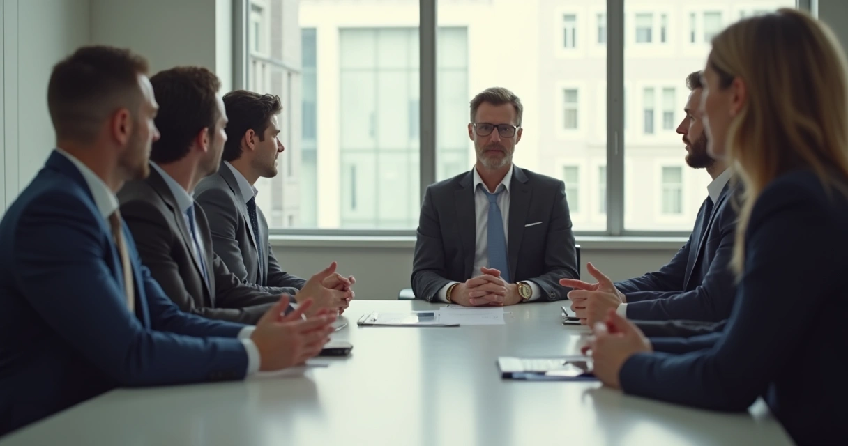 Pessoa em dúvida em reunião de grupo