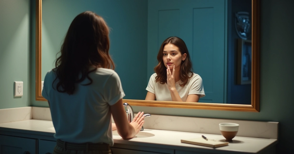 Persona reflexionando frente al espejo 