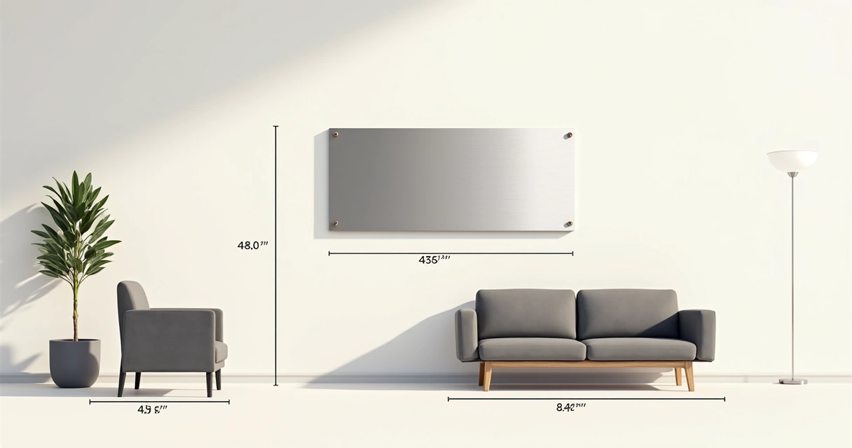 Diagrama com proporção de placa em parede de recepção 