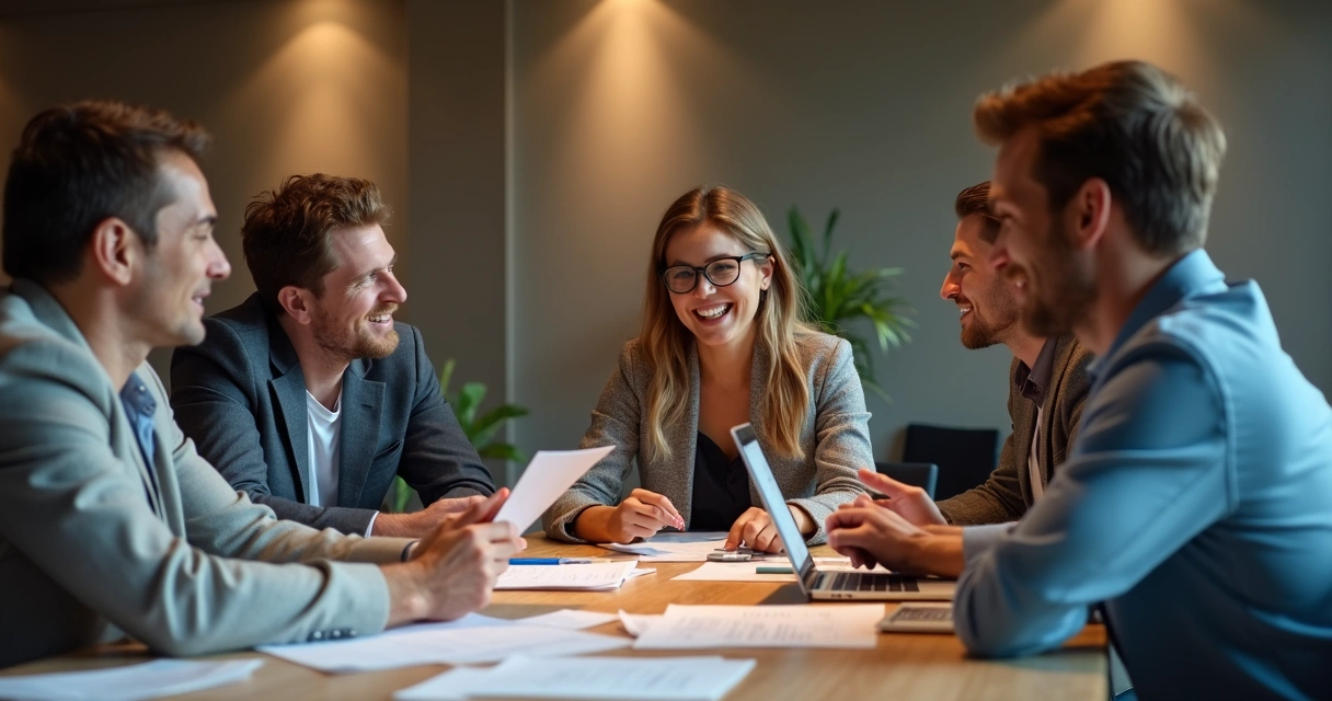 Profissionais reunidos, demonstrando colaboração e diálogo 