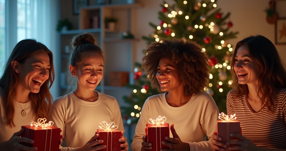 Grupo realizando amigo ladrão online com presentes virtuais e risadas 