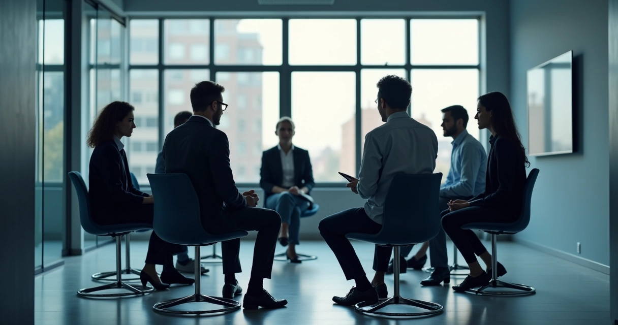 Equipe em dinâmica de autoconhecimento em círculo 