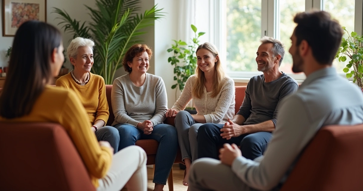 Personas sentadas en círculo dialogando en un ambiente de confianza