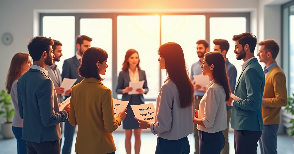 Equipe participando de dinâmica de resolução de conflitos